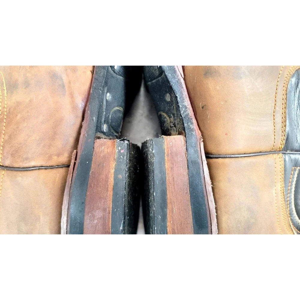 Madison Western Cowboy Boots Brown Leather Square Toe Men’s 8